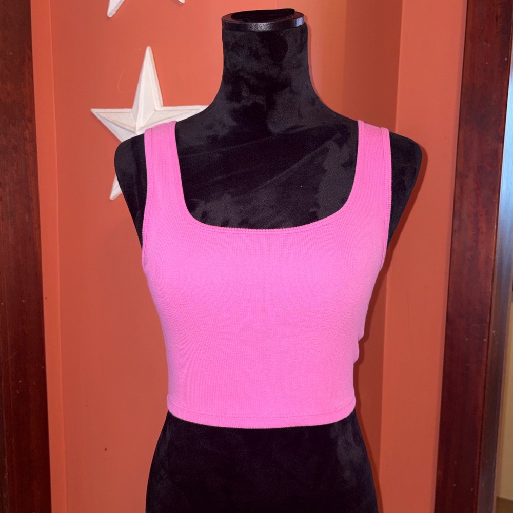 H&M Bright Pink Square-Neck Crop Tank